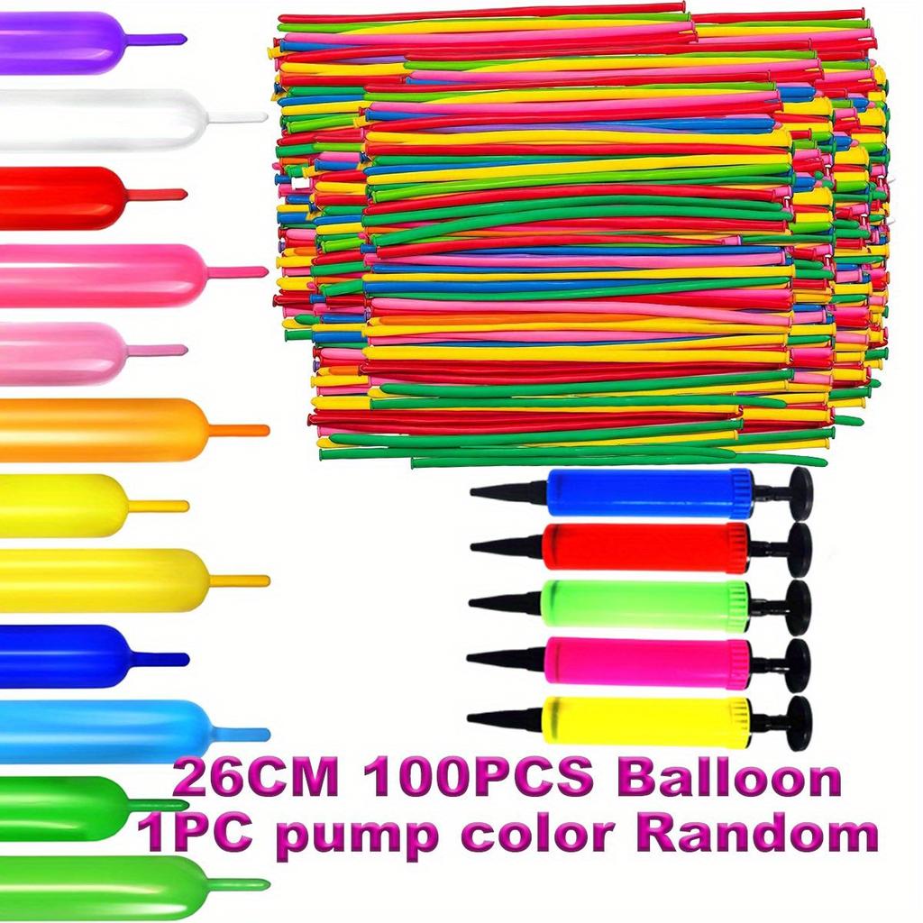 50/100pcs 10.24inch Colorful Long Latex Balloons With Balloon Pump DIY Manual class Magic Twisting Balloons ZSY