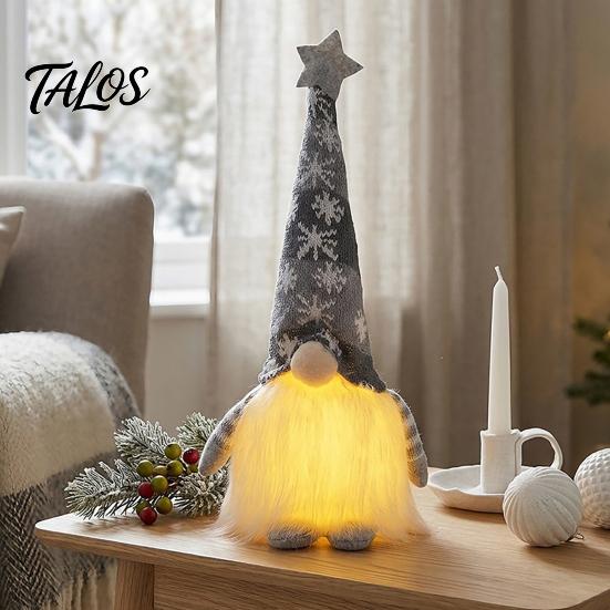 Nordic Gnome Decoration Lighted Christmas Decoration, Small Plush Swedish Doll, Winter Light Glowing Up Elf Ornament for Xmas Party Home Office Table