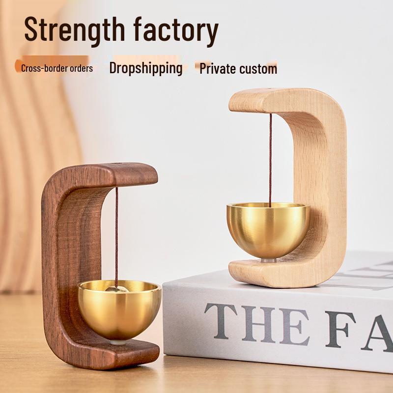 Dopamine Copper Bell Wind Chime with Suction Cup - Entrance Reminder and Magnet Sticker Hanging Ornament for Housewarming Gift