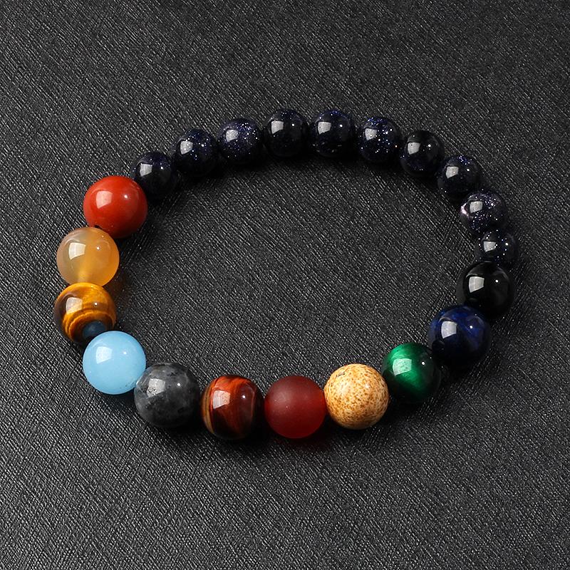 Universe Galaxy Eight Planets Bracelets Solar System Guardian Star Natural Stone Beads Bangles for Women Jewelry Drop Shipping