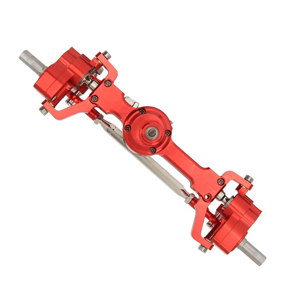 High-Strength Front and Rear Axles for RC Cars, Universal Design, 1-Piece Set, 4-Wheel RC Axle, Aluminum Alloy, Easy Installation, Red, Compatible