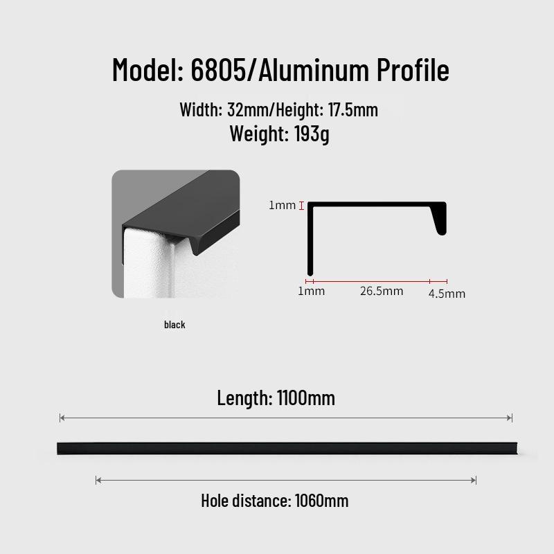 Modern Minimalist Black Invisible Handle for Cabinet Doors and Drawers
