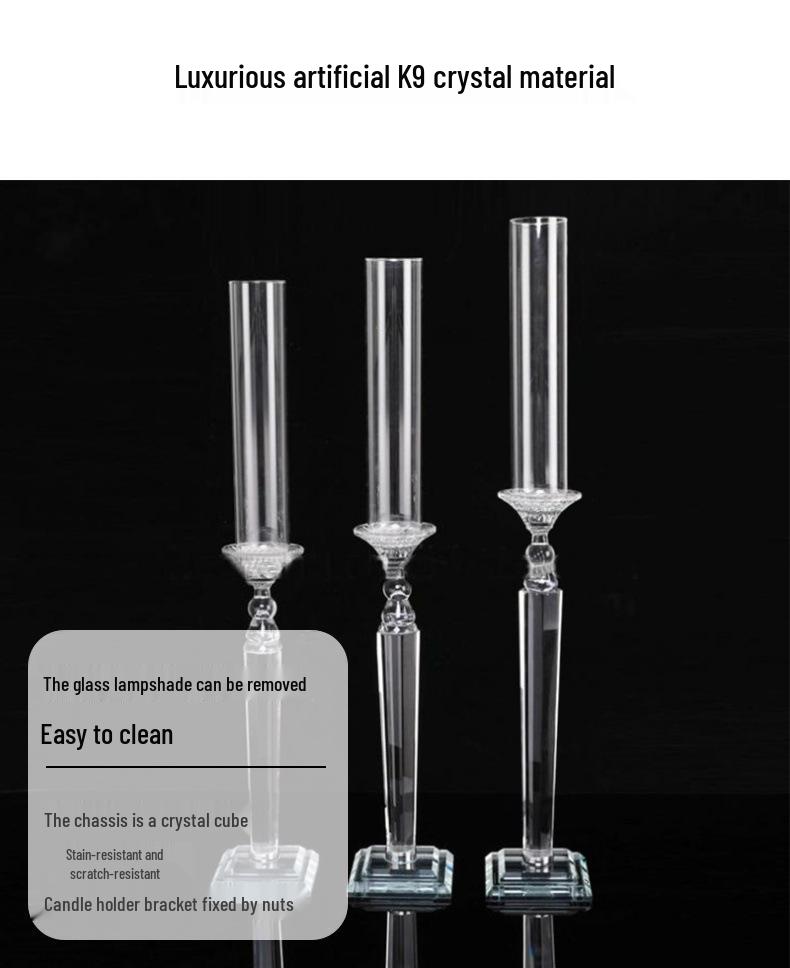 Crystal Single-Head Candlestick for Wedding and Event Decor - High Glass Tube Candle Holder