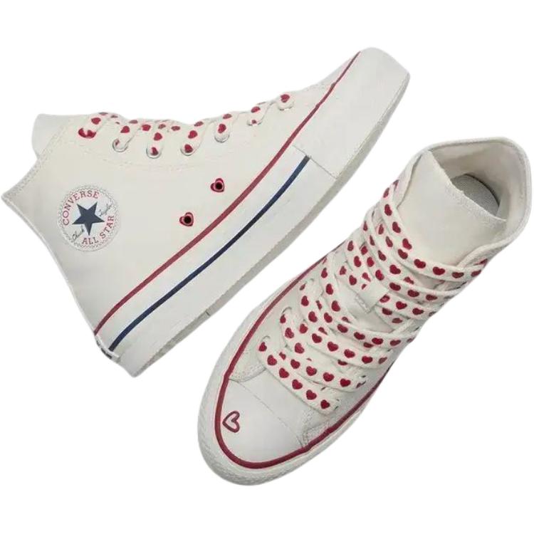 Converse All Star Lift Classic Comfort Support High Top Canvas Shoes Unisex sneakers White Red A19062C