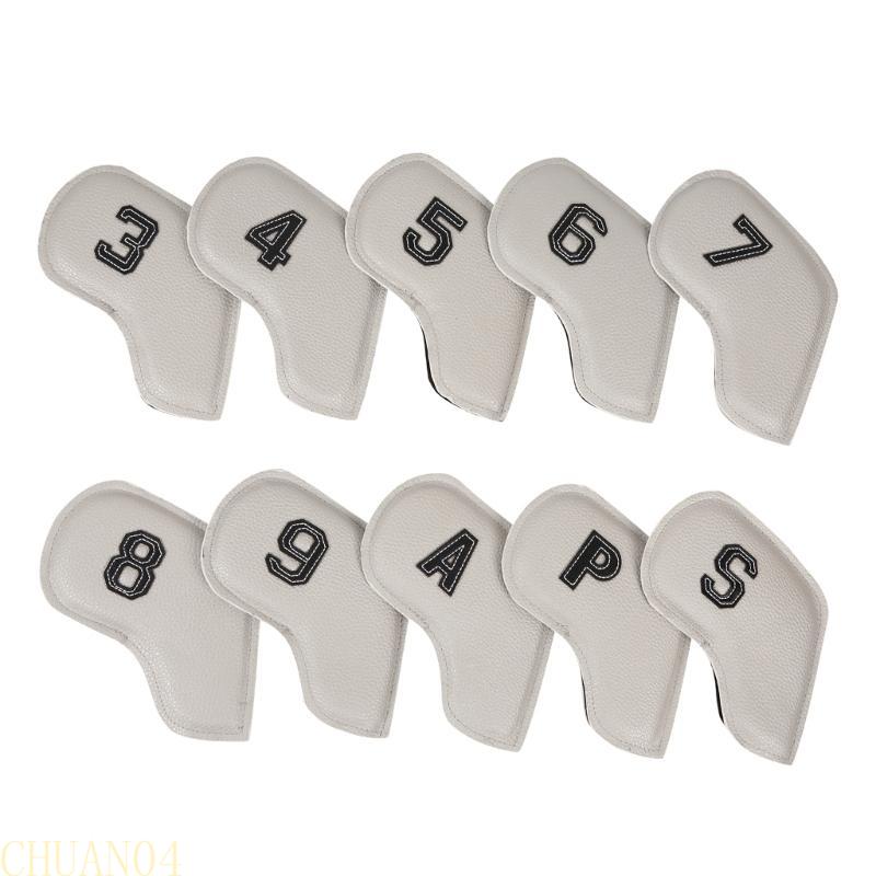 A1A2 10Pcs Wedges Iron Club Protective Headcover Putter Protector PU Leather Golfs Iron Club Head Cover Golfs Supplies