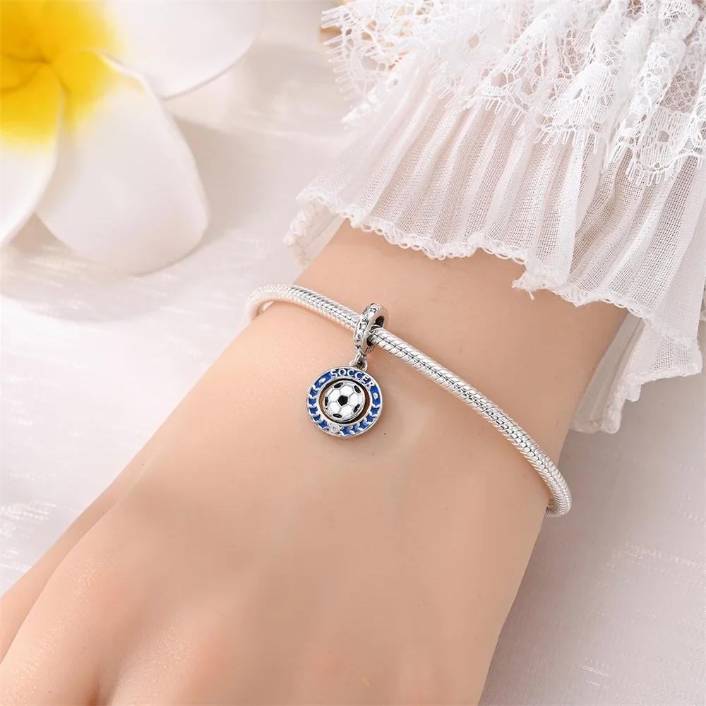 Original Charms Copper Lucky Pendant Football Beads Fit Bracelet Women Jewelry Making Diy Gift