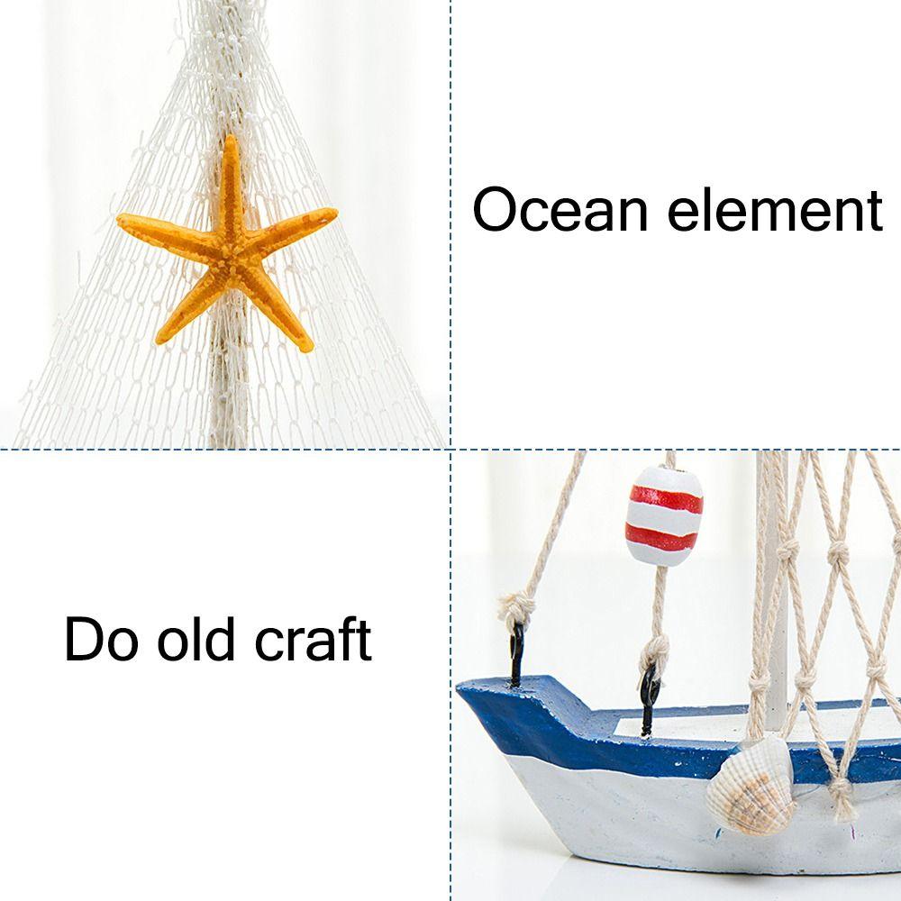 Mediterranean Style Seashell Ship Model 15*11*3cm Miniature Boat Figurine  Office Room Livingroom