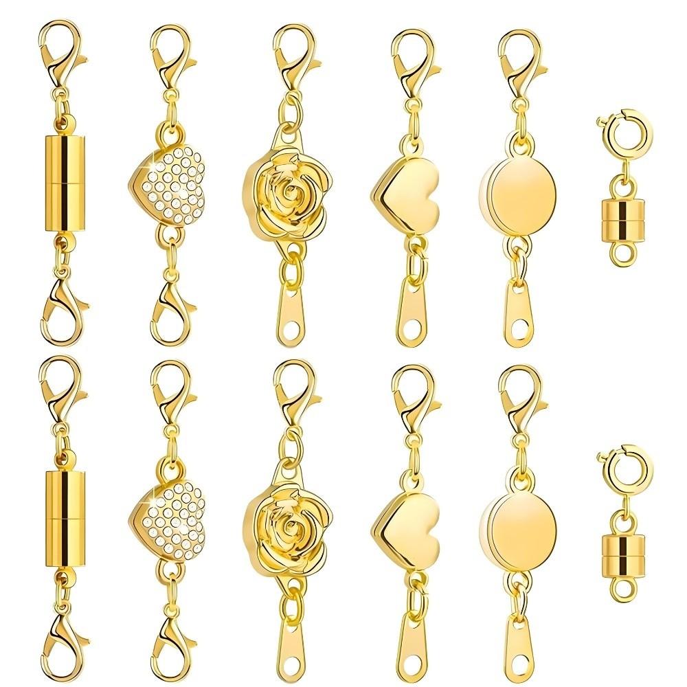 12Pcs Double Head Lobster Magnetic Bracelet Extender Gold/Silver Lobster Clasps  Bracelet