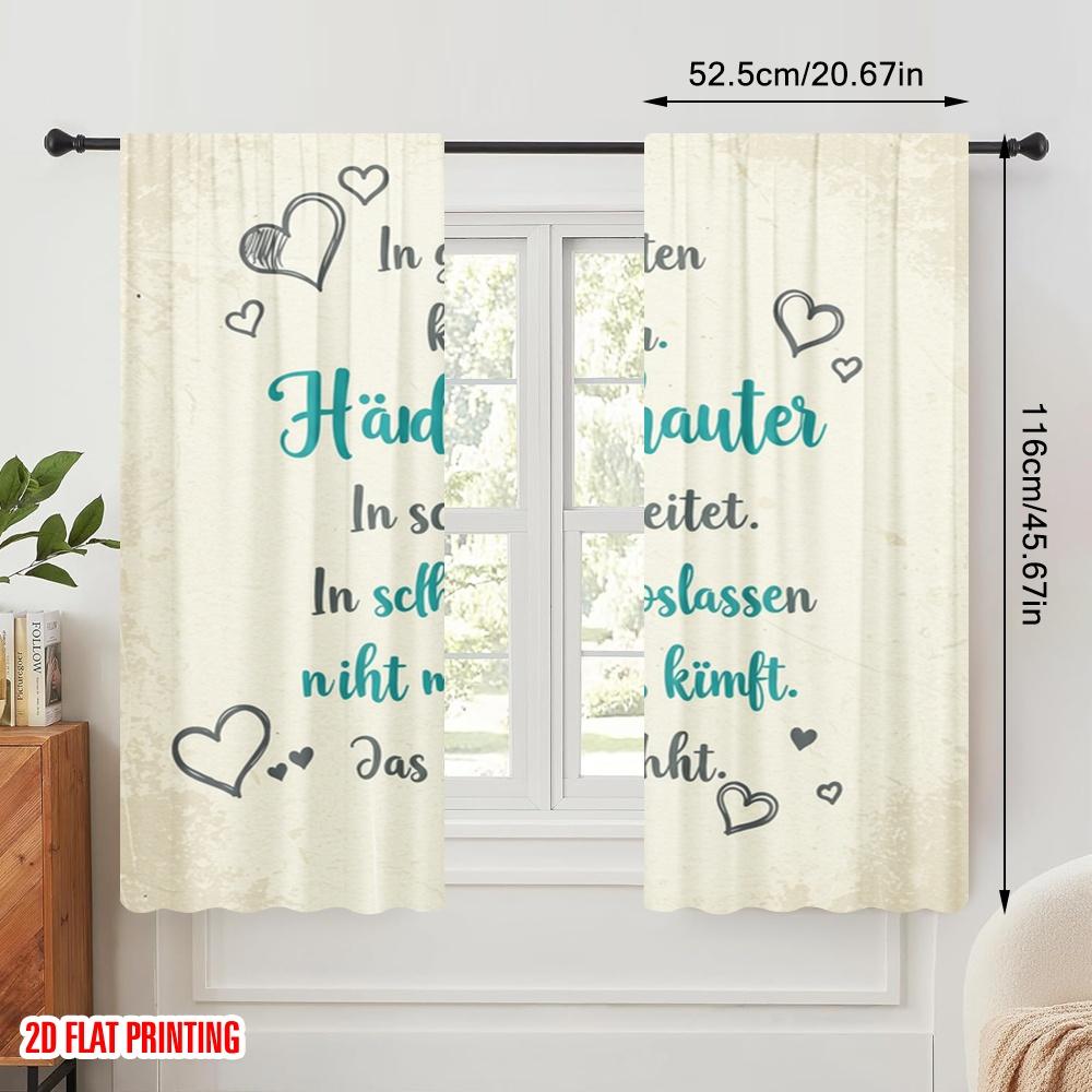 2 Stück 2D Flachdruck Party Vorhang Hände halten Liebeszitat Polyester Ohne Strom Familienfeier Verwendung für Außen und Zuhause