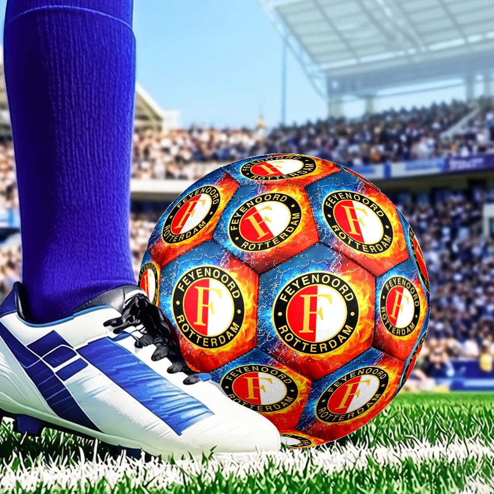 Feyenoord Rotterdam Flames And Water Size 5 Soccer Ball, Suitable for Training and Matches, High-Elasticity, Wear-Resistant Material Gift for Fan