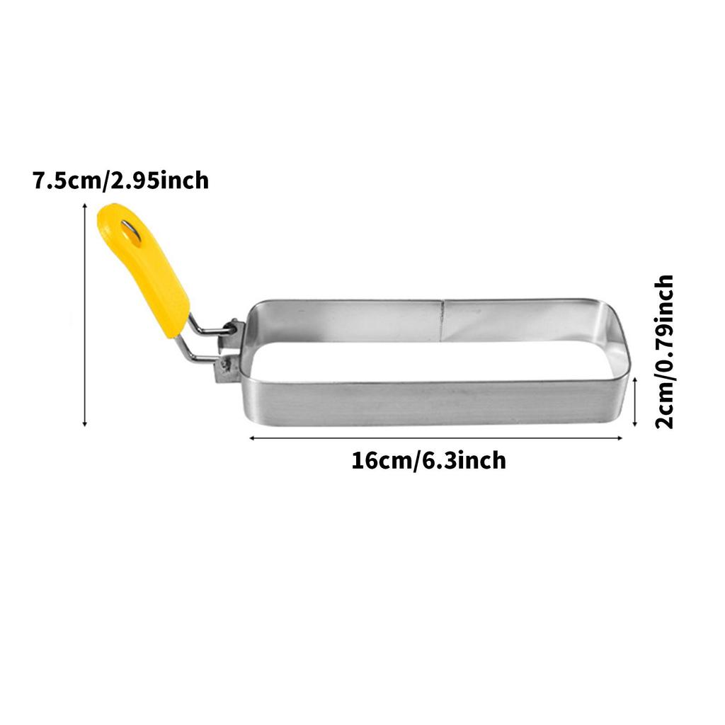 Egg Ring for Griddle Muffin Cafe Hotel with Handle Grill Accessories Burger Household Pancake Shaper Stainless Steel Rectangular