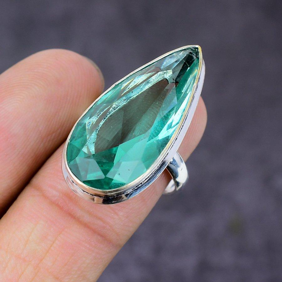 Aqua Apatite Gemstone 925 Sterling Silver Gift Jewelry Ring Size 7.5