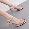 Comemore Vintage Rivet Sandals for Women's New Summer Belt Buckle High Heel Roman Sandales Femme Square Toe Sexy Sandalias Mujer