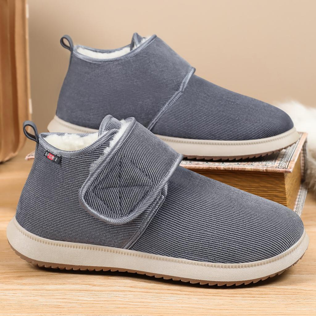 Shoes Men's Cotton Shoes Snow Boots Velcro Men's Boots Medium Fleece Thickened Cotton Boots