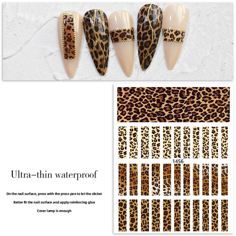 1 pezzo autunno inverno disegni con stampa leopardata adesivo a strisce 3D nail art adesivo autoadesivo impermeabile decorazione per manicure
