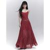 Gao Yanzhi French Retro Red Plaid Suspender Dress Women's Summer New Seaside Vacation Wind Beach Dress