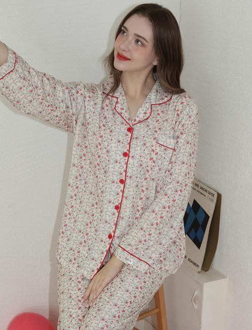 [Judyn] [2PACK] Vintage Floral Peach Brushed Long Sleeve Pajama Set [Shipped from Korea] 100% Authentic