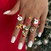 SHIXIN 7Pcs/Set Rhinestones Snowflake Christmas Tree Santa Claus Rings Women Cute Adjustable Knuckle Rings New Year Jewelry 2026