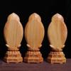 Boxwood Carving The Three Saints of the West Buddha Statue of Tathagata Guanyin Home Buddha Hall Worship Wooden Crafts Gift
