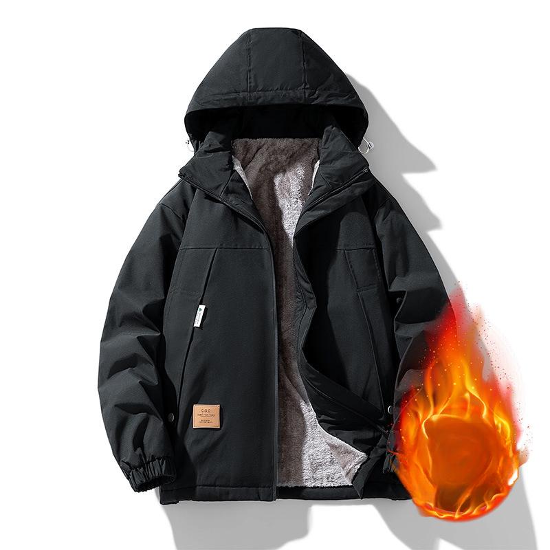 Autumn Jacket Men's Large Size Loose Casual Running Mountaineering Suit Windproof Waterproof Fleece Thickened Jacket