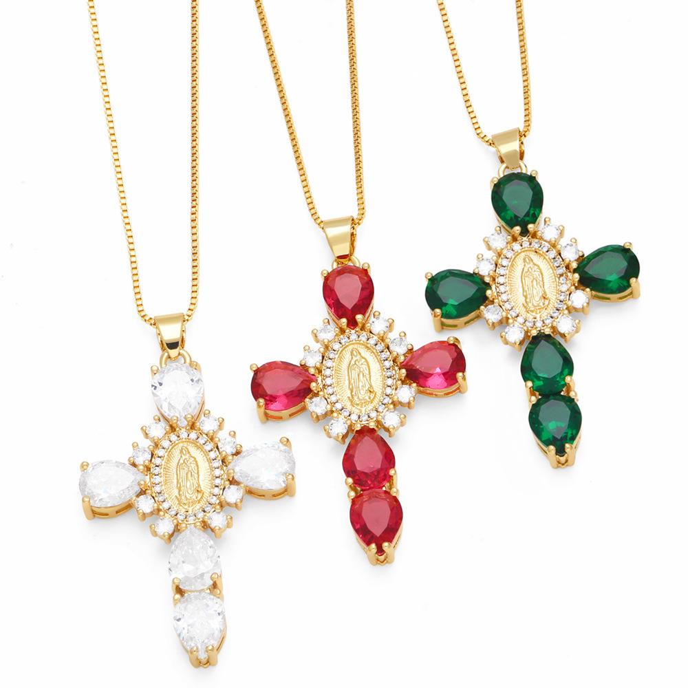 

Micro-set zircon pendant creative Virgin Cross necklace female collarbone chain nks01