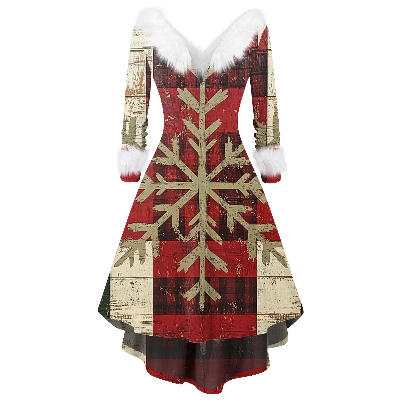 

Женское модное повседневное платье с v-образным вырезом и рождественским принтом для вечеринки с длинными рукавами XXXXL золотой