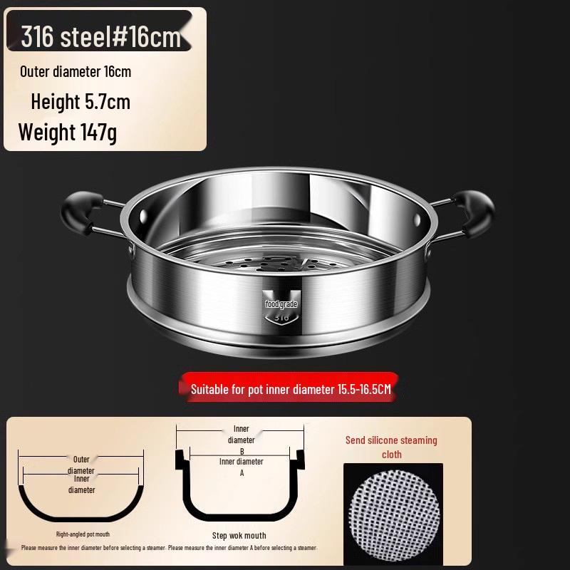 316 Stainless Steel Multi-Function Steamer Rack with Anti-Scald Handle