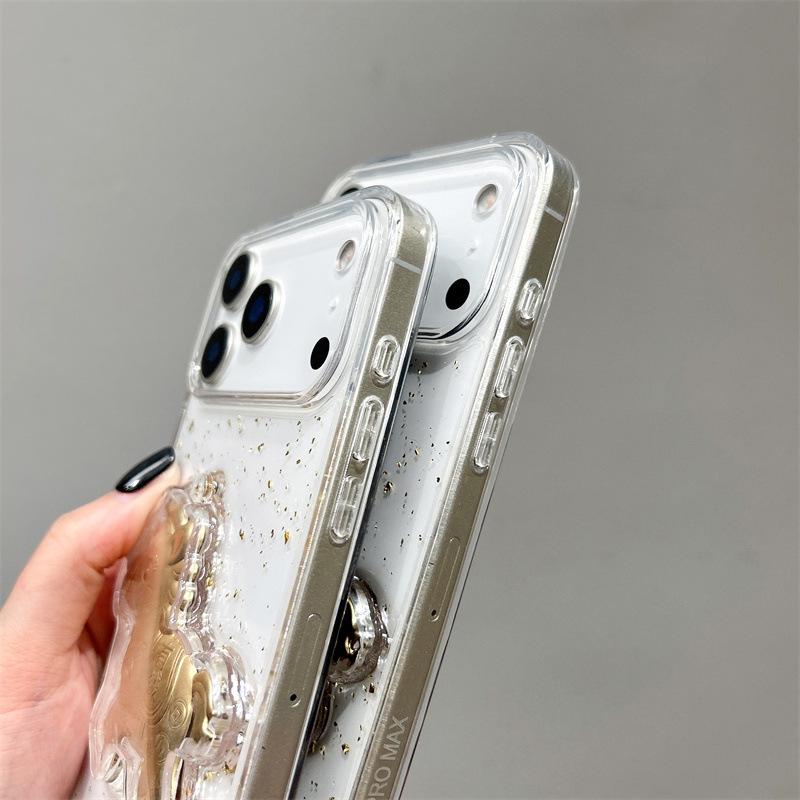 Epoxy Gold Foil Drops Soft Case for iPhone 13/14/15/16 Pro Max