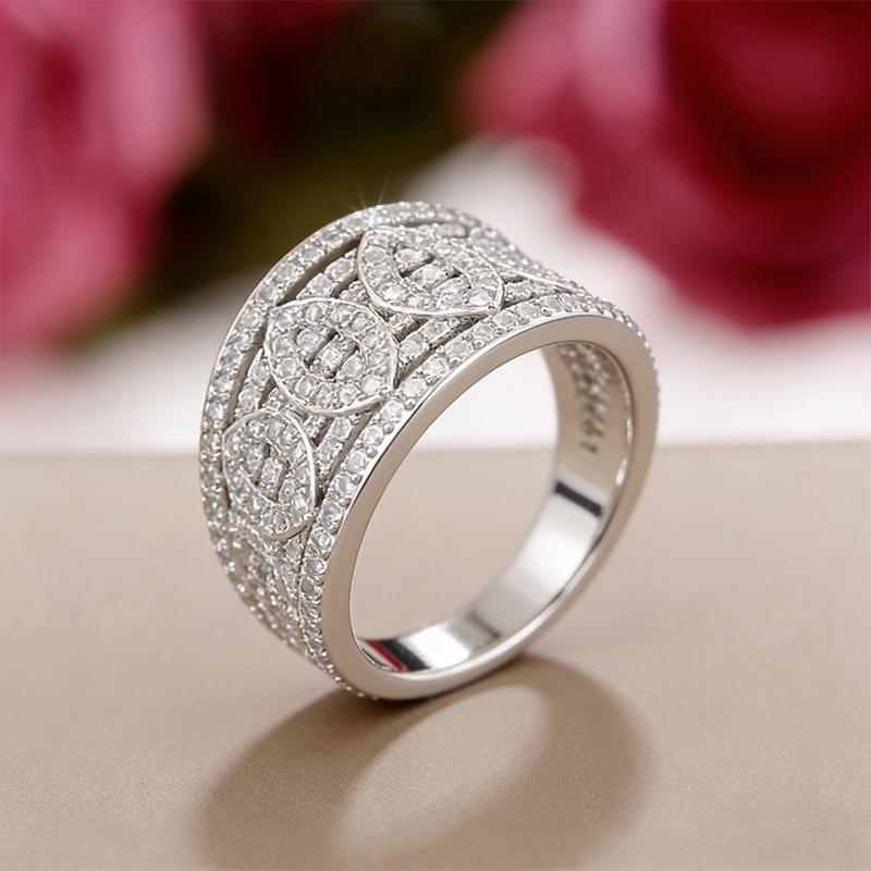 Luxury, Exquisite, Elegant, Full Diamond Zircon Micro Inlaid Ring, European and American Fashion Party Engagement Ring