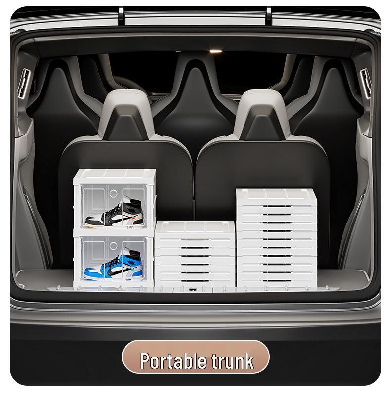 Transparent Plastic Foldable Shoe Storage Box - No-Installation Dustproof Shoe Cabinet & Movable Rack.