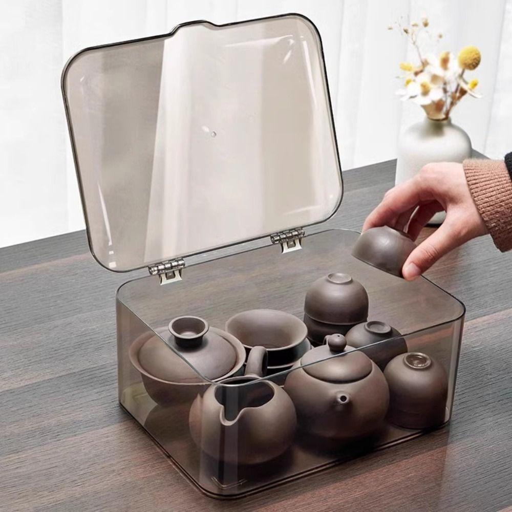 Acrylic Cosmetics Organizer Transparent Tea Set Organization Multi-purpose Desktop Storage Box