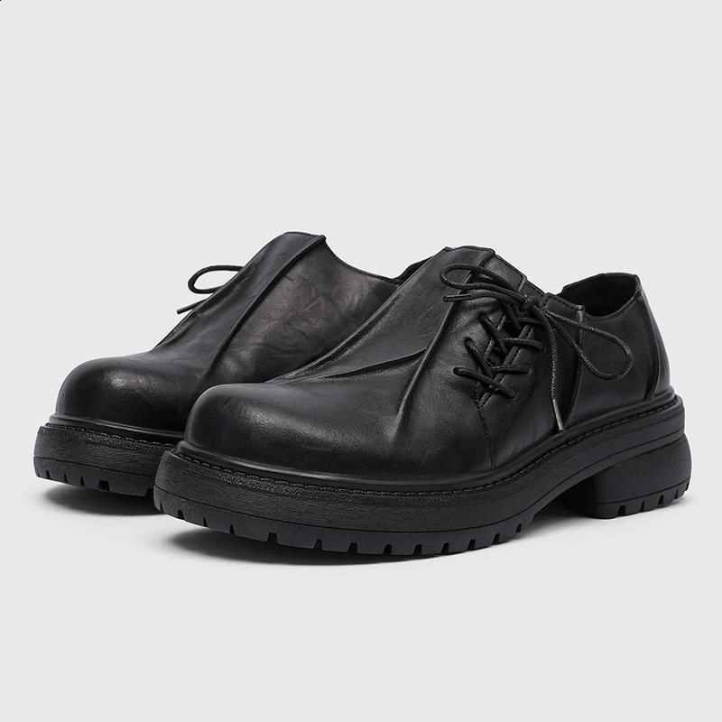 Fashion British Style Korean Shoes Oxfords Women's Black Flats Preppy 2025 Leather Pleated Derby Korean Shoes British Style Oxfords Wome