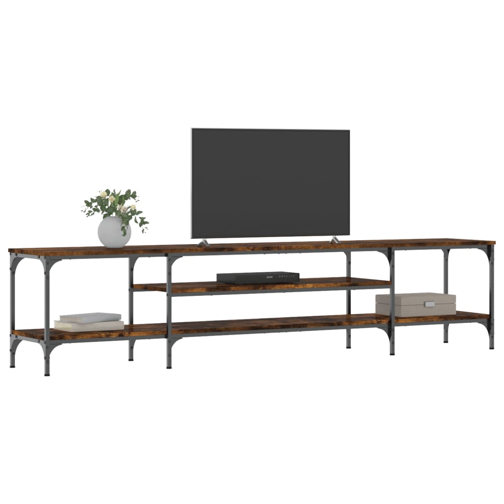 TV Cabinet Smoked Oak 201 x 35 x 45 cm Wood Based Panel & Iron