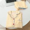 Yellow Plaid Shell-Edged Cloud Cotton Pajama Set for Women - Long Sleeve, Spring/Autumn Homewear with High-End Feel.