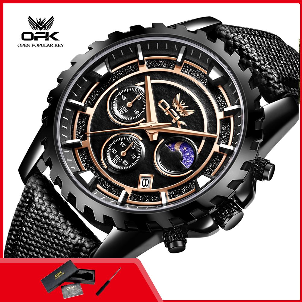 OPK 6085 Brand Fashion Men's Watches Luxury Silicone Strap Waterproof Original Business Quartz Watch Man