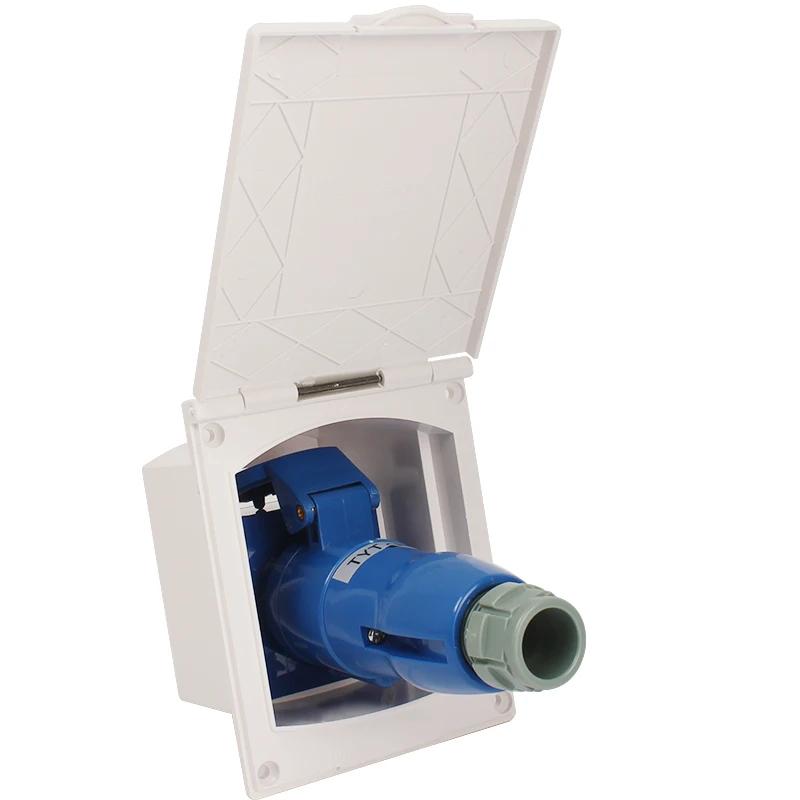 RV Camper Marine Boat Accessories 220-240V 16A Caravan Plug Socket Waterproof Kit With Cover Flush Hook-Up Charger HD