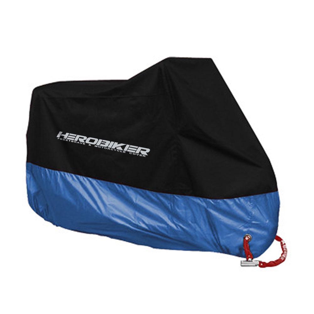 

Herobiker Waterproof Motorcycle & Car Cover: Reflective, Sunscreen, Dustproof, Portable. темно-синього кольору