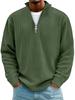 Fall Winter Men's Stand Collar Zip Corduroy Long Sleeve Polo Shirt Retro Casual Pullover