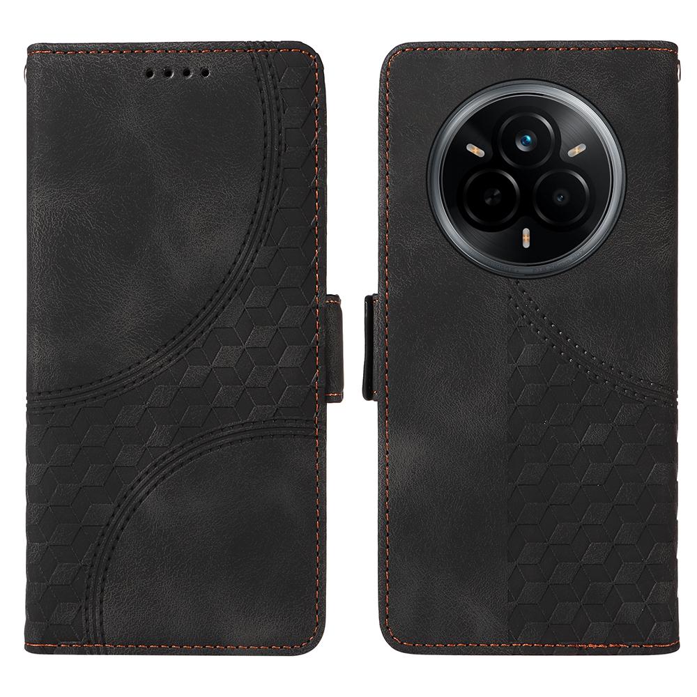 

Чохол для Realme 14 Pro 5G зі штучної шкіри з ромбоподібним зоряним тисненням Black