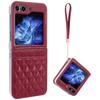 Premium Leather Z Flip 4 Case with Hand Strap and Card Slot for Samsung Galaxy Z Flip 4, Pink