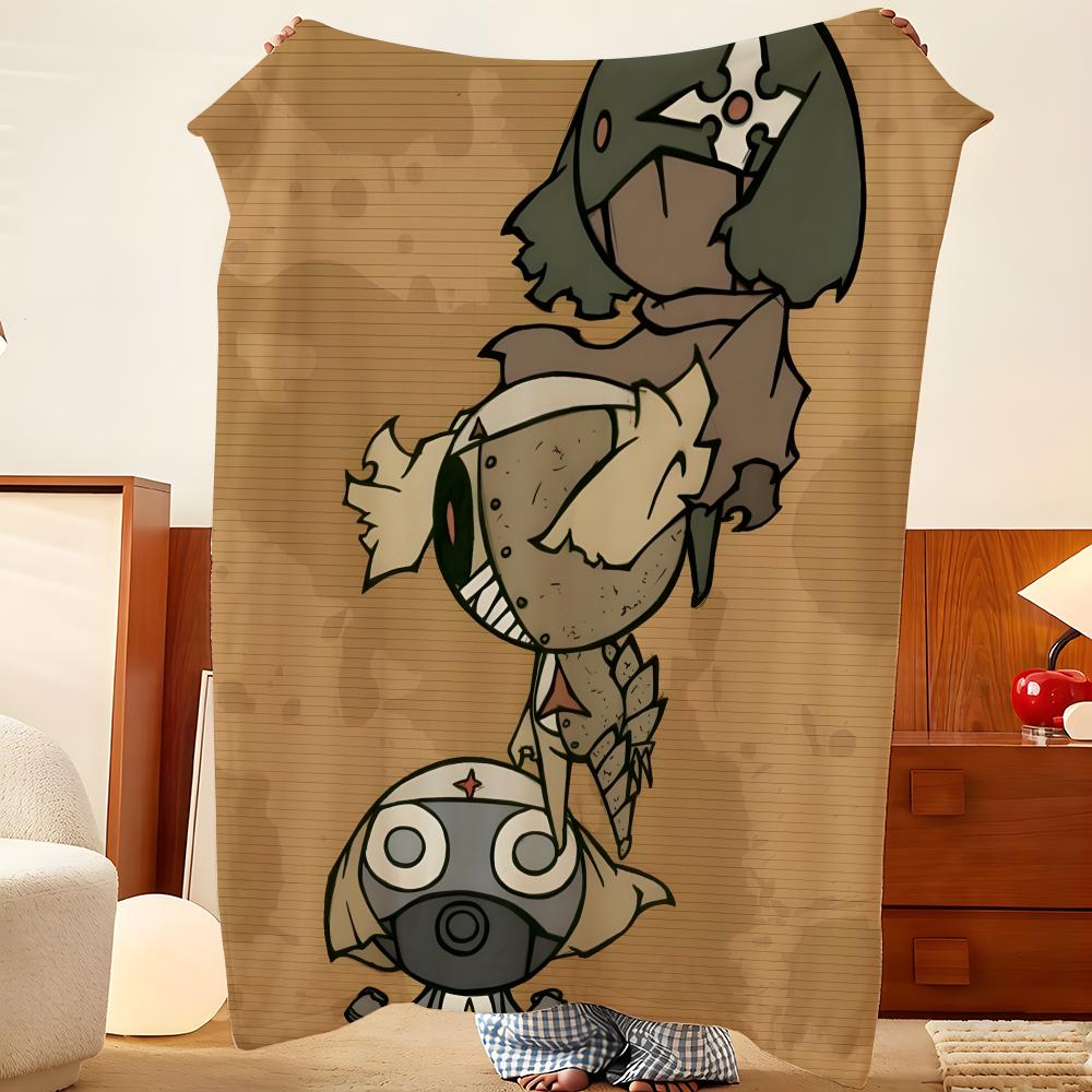 Anime K-Keroro G-Gunso Throw Flannel Throw Blanket, Lightweight Cozy, Durable Washable cute Cool