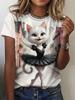 Summer Cute Cat Dances Ballet T-Shirts 3D Print Women Men Short Sleeve Round Neck T Shirt Tees Harajuku Y2K Tops Unisex Clothing