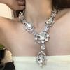 Necklace - women's court style vintage crystal pendant - evening gown & banquet accessory