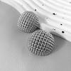 Retro Ring Set Minimalist Geometric Hollow Jewelry, Round Bead Metal Stud Earrings For Women