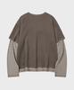 HOOVES Cutoff Layered Sweatshirt [Brown]
