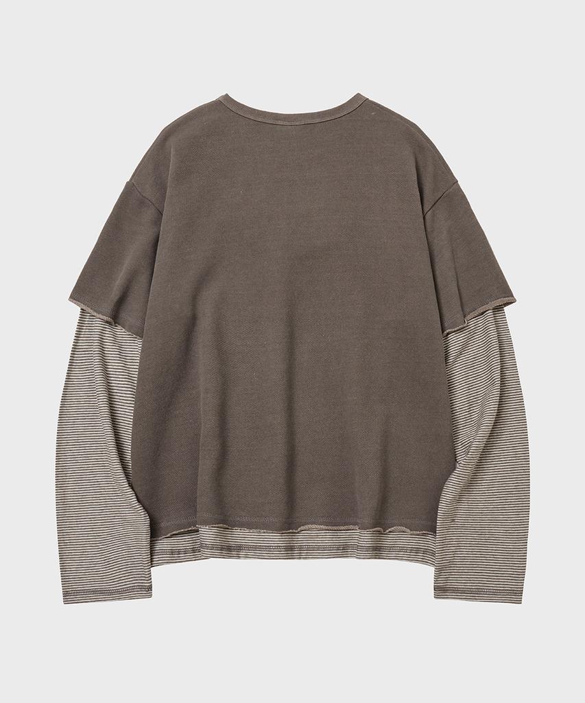 HOOVES Cutoff Layered Sweatshirt [Brown]