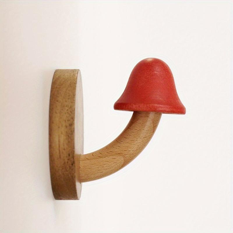 4pcs/set Mushroom Coat and Hat Hook Punch-free Solid Wood Coat Hook Nordic Log Coat Hanger Door Behind The Hook