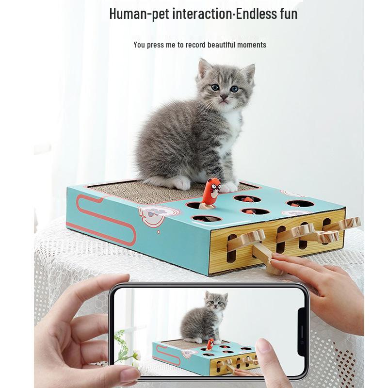 Five-Hole Cat Scratcher & Teaser with Corrugated Paper for Claw Grinding