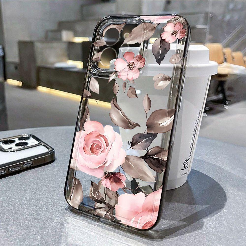 Pink Flower for iPhone17promax Space Phone Case Apple 16 Transparent 14/13 Fine Hole 15