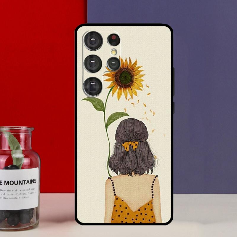 Beauty Yellow Sunflower Funda Case For Samsung Galaxy S25 Ultra S9 S10 S20 FE S21 S22 S23 Plus S24 Ultra Phone Cover